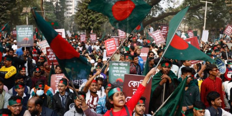 Thousands march in Bangladesh to mark student-led uprising that ousted Prime Minister Hasina