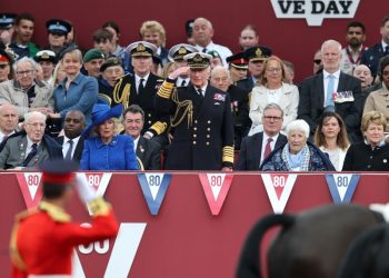 British royal family watches military parade marking start of VE Day events in London