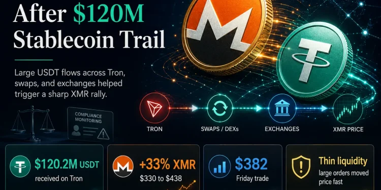 Monero Spikes as $120 Million Stablecoin Trail Hits Privacy…